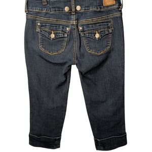 Hint Women's Jean Capris cuffed with hemmed waist 1" 14 3/4 waist 27" length.